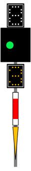 Ks-Kombiniertes Signal, Frei mit 80 km/h, Langsamfahrt 30 km/h erwarten