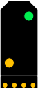 Grün blinkend, Gelb + 1 gelber Balken